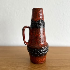 West German Pottery Fat Lava Vase, Scheurich 400-22, orange and black vase, Vintage West German Vase, Volcanic Glaze vase, Scheurich keramik