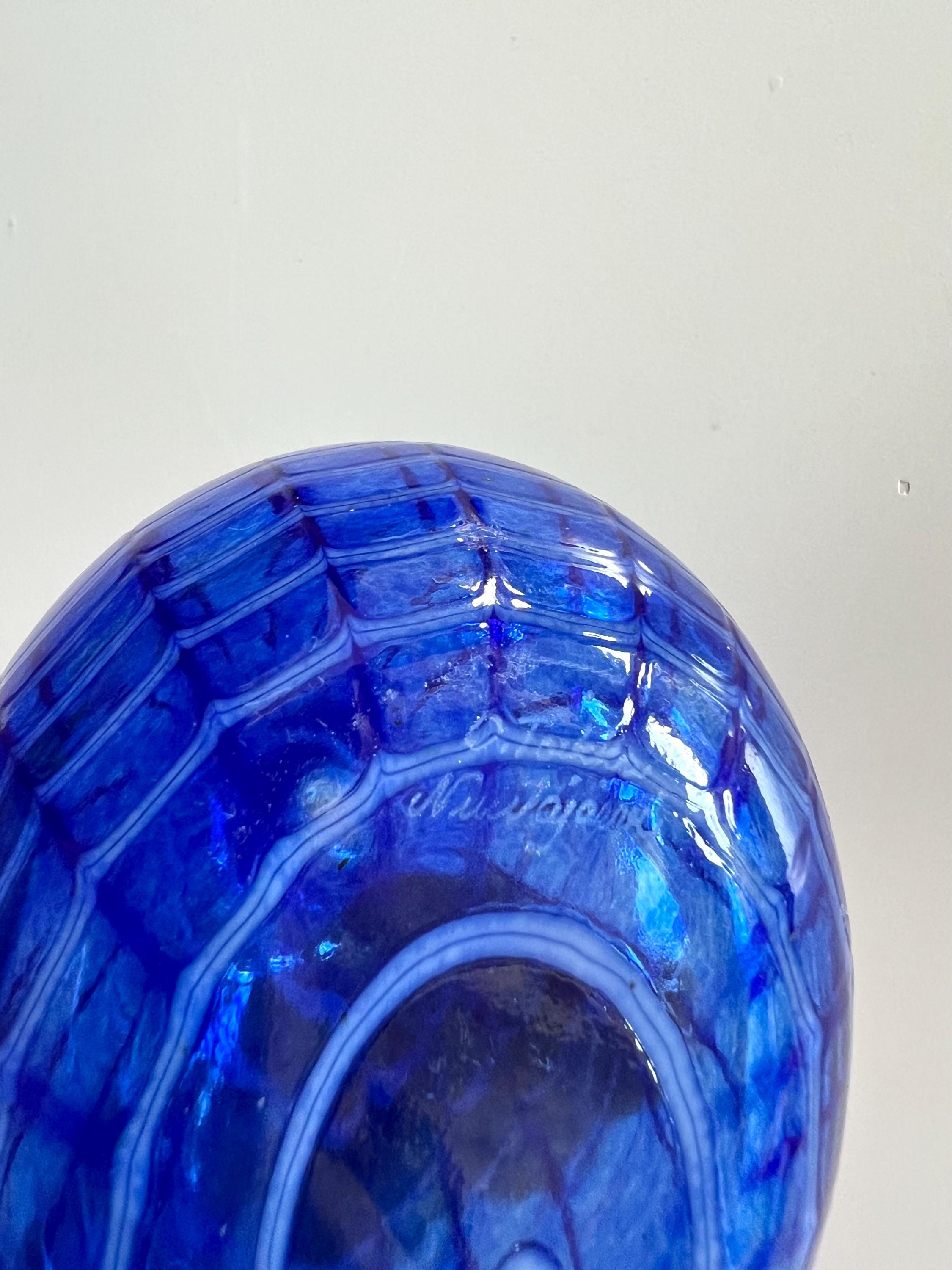 Vintage 90s Nuutajärvi Iittala Sinisulka Blue Bird Art Glass
