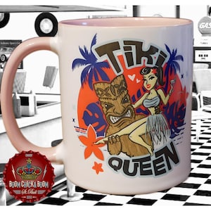 Tiki Queen Rockabilly Oldschool Keramikbecher Keramiktasse Kaffeetasse 11 Oz