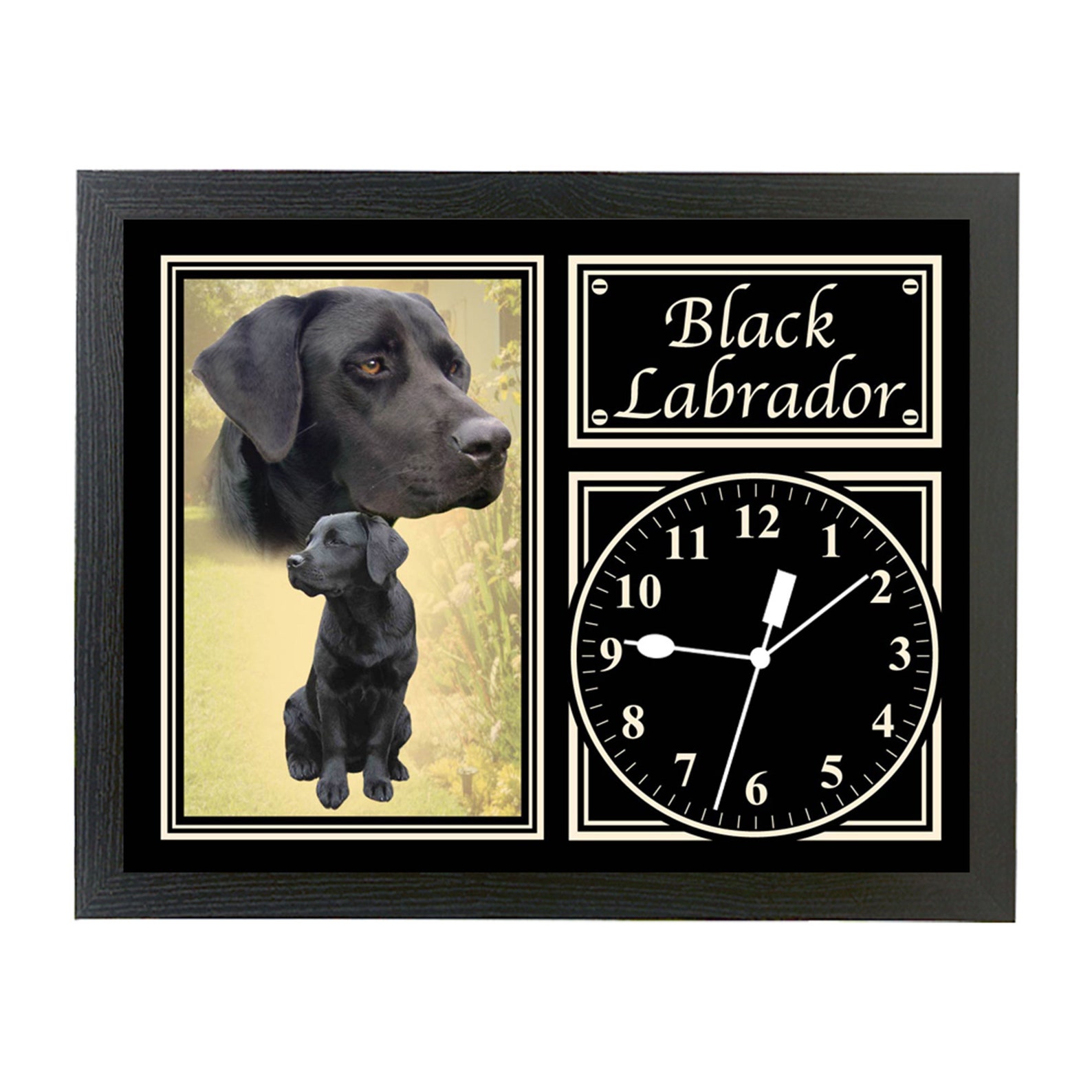 Black Labrador Dog Breed Framed Wall Clock Gift Etsy