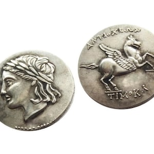 CARIA Alabanda Antiocheia Tetradrachm, Ancient Greek Silver Tetradrachm Coin, Silver Plated Replica, Reproduction Greek Coin