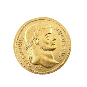 Diocletian Aureus Coin, Ancient Roman Empire Coin, Gold Plated Coin Replica, Reproduction Roman Coin