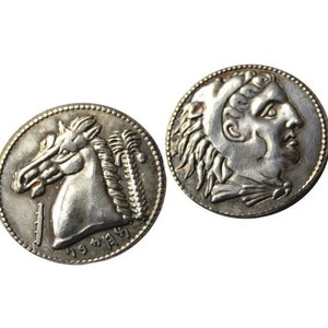 Ancient Greek Siculo Punic Sicily AR Tetradrachm, Silver 925 Plated Replica, Reproduction Greek Coin