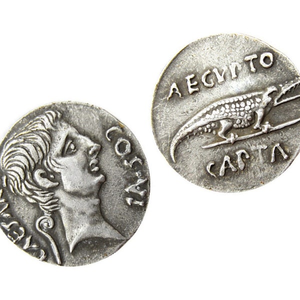 Rare Octavian Augustus Coin, Ancient Roman Empire Denarius Coin, Silver Plated Coin Replica, Reproduction Roman Coin