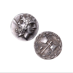 Ancient Greek Islands off Troas, Tenedos AR Tetradrachm 160-70 BC Coin, Silver Plated Replica, Reproduction Greek Coin