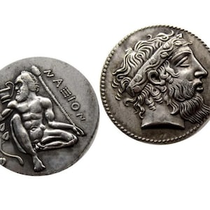 Ancient Greek Silver Tetradrachm Coin, Silver Plated Replica, Reproduction Greek Coin