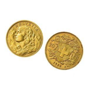 Schweiz Helvetia 20 Francs Münze, vergoldete Replik, Reproduktion Goldmünze
