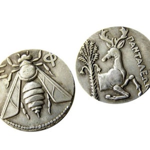 Ancient Greek Ephesos Ionia AR Tetradrachm, Silver 925 Plated Replica, Reproduction Greek Coin