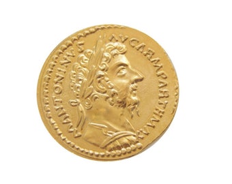 Marcus Aurelius Aureus Coin, Ancient Roman Empire Coin, Gold Plated Coin Replica, Reproduction Roman Coin