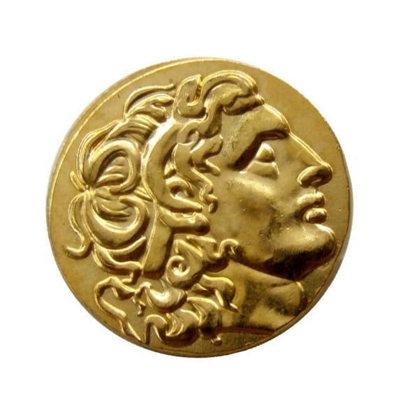 Alexander the Great Gold Drachm, Ancient Greek Gold Drachm Coin, Gold Plated Replica, Reproduction Greek Coin