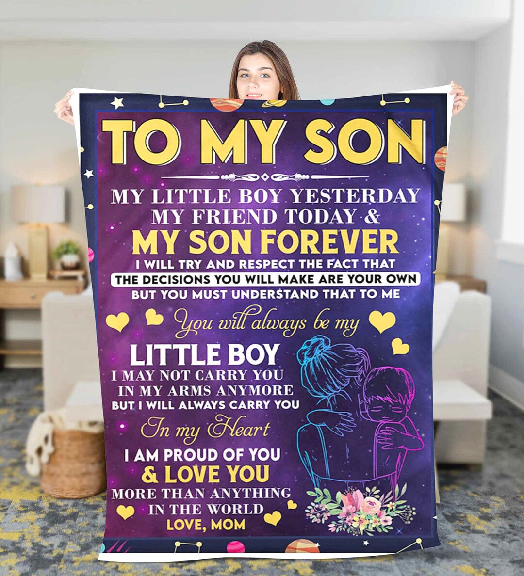 Personalized Name to My Son Blanket Custom Name Fleece Blanket Gift