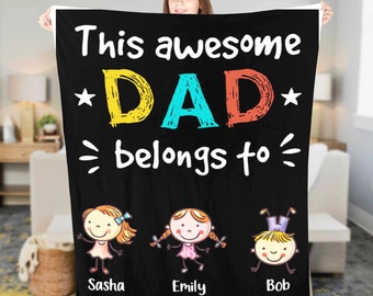 Personalized This Awesome Dad Fleece Sherpa Blanket Birthday Gifts For Dad Father's Day Blanket, gift for Dad,blanket for Dad,First Dad gift