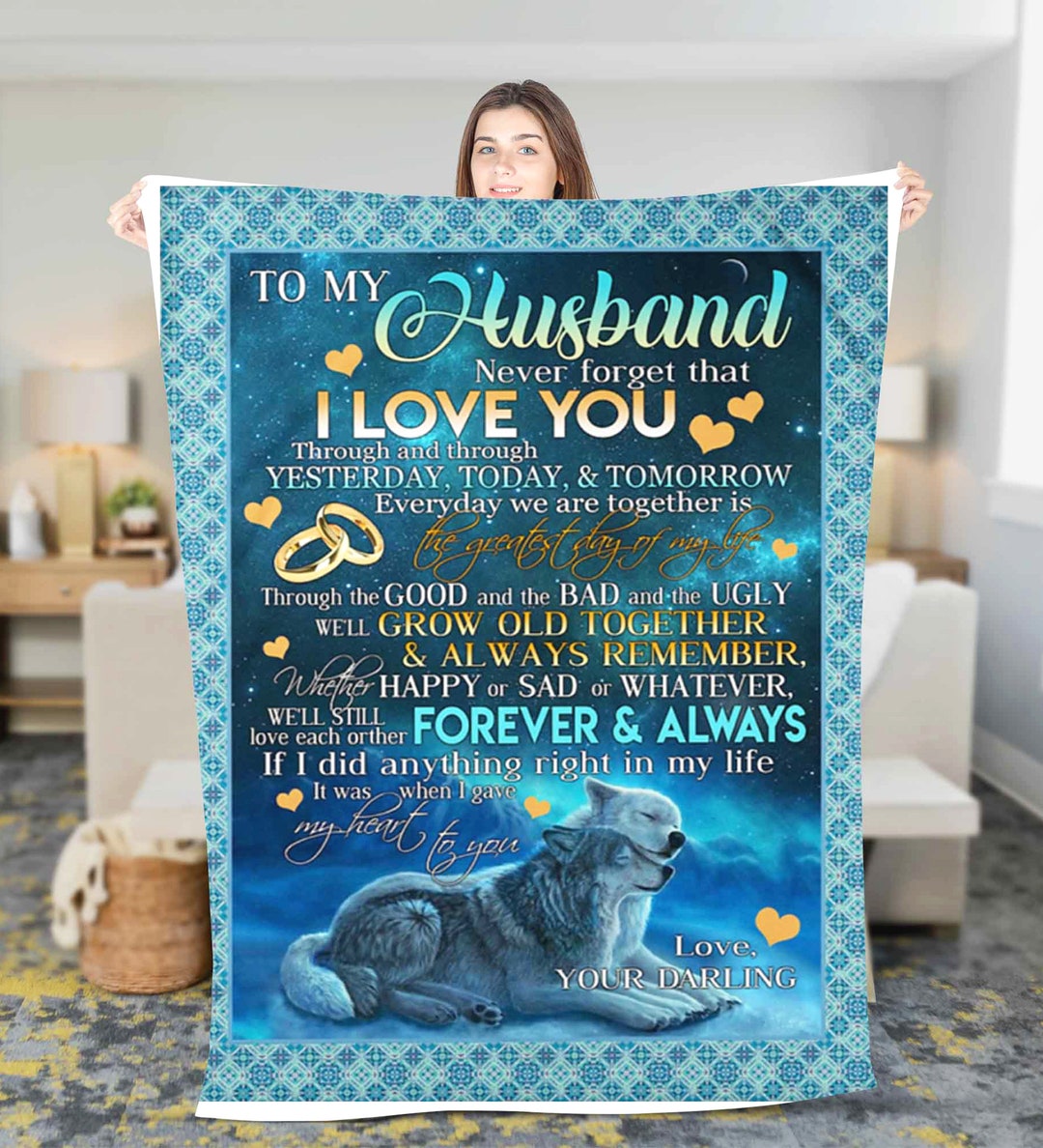 Custom to My Husband Fleece Sherpa Blankets Gift for Husband Birthday