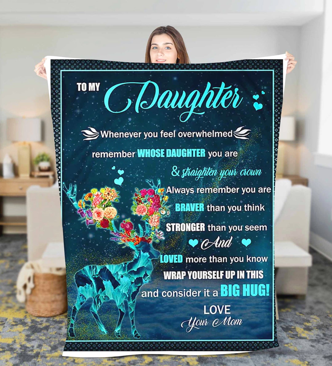 Personalized to My Daughter Fleece Sherpa Blanket Birthday Gift for Daughter Christmas Gift
