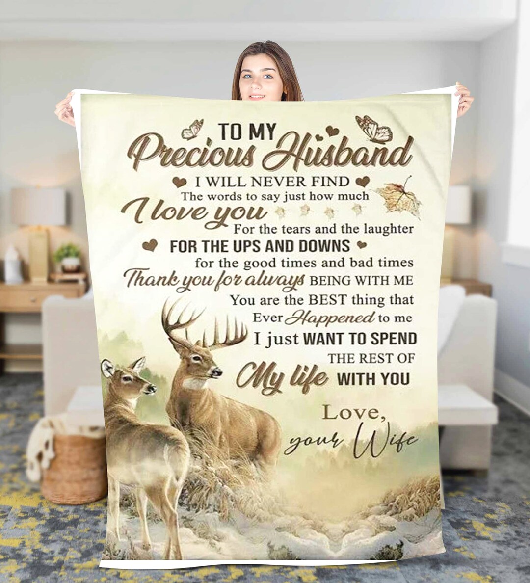 Custom to My Husband Fleece Sherpa Blankets Gift for Husband Birthday