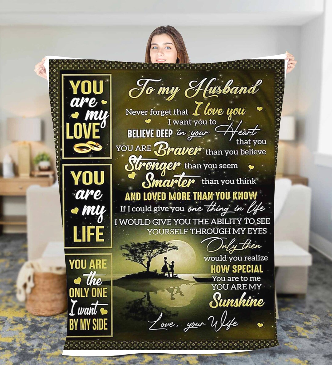 Personalized to My Husband Fleece Sherpa Blanket Birthday Gift Father's