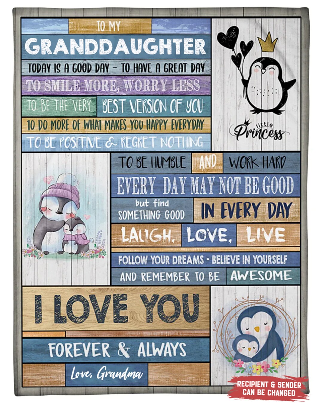 Personalized Baby Photo Quilt/Fleece Blanket - To My Granddaughter/Grandson