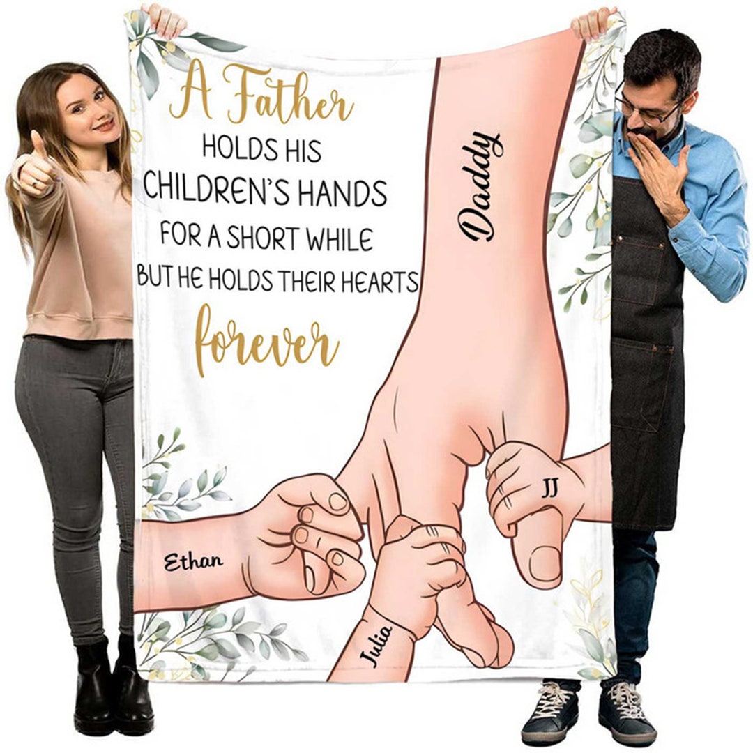 Personalized A Father Fist Bump Blanket Custom Fleece Blankets Etsy