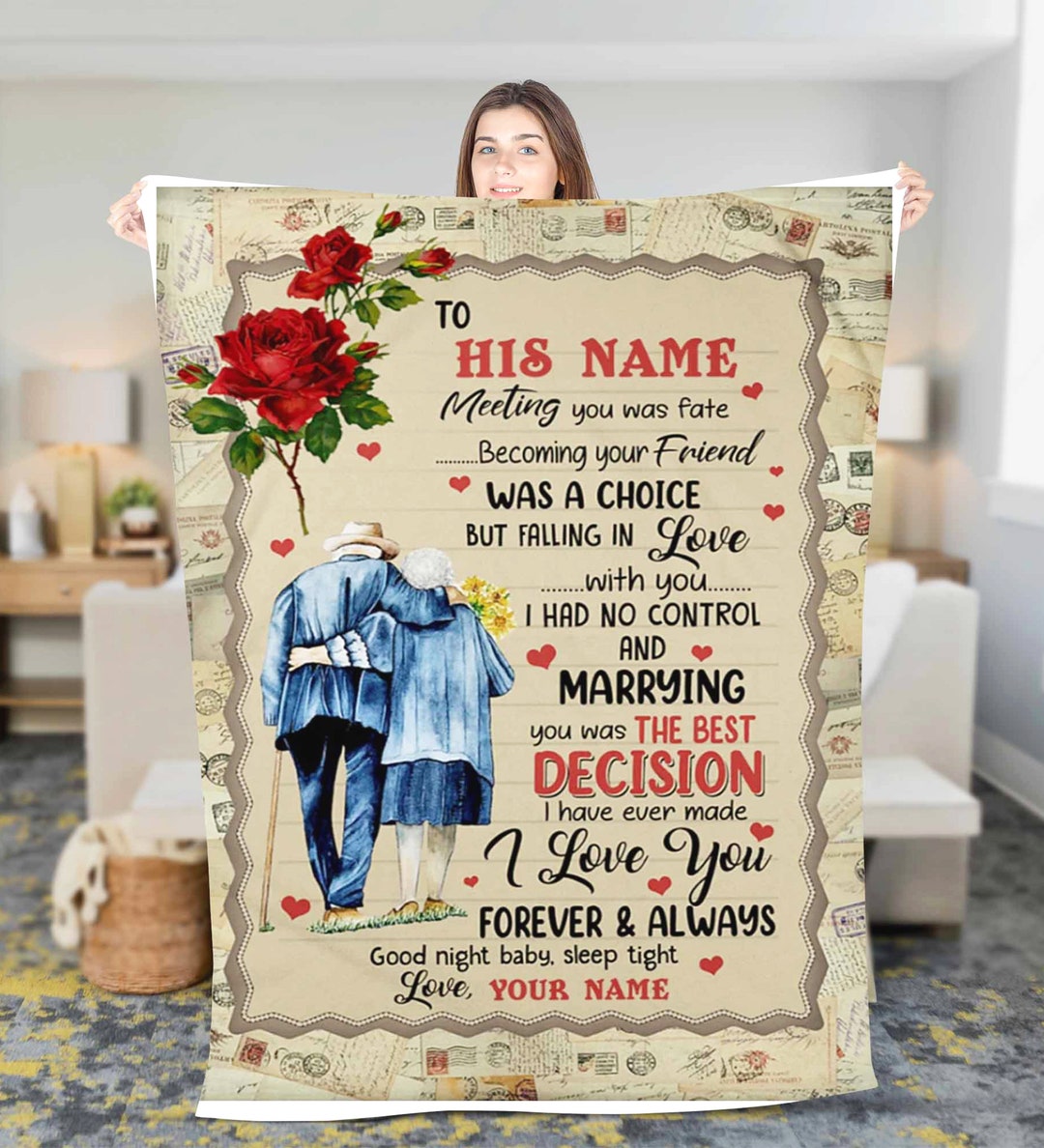 Custom to My Husband Fleece Sherpa Blankets Gift for Husband Birthday