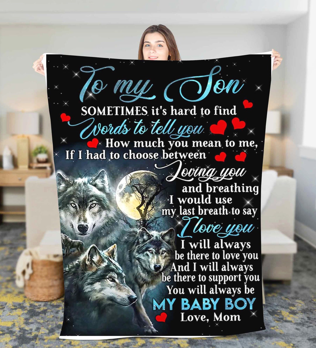 Personalized Name to My Son Blanket Custom Name Fleece Blanket Gift