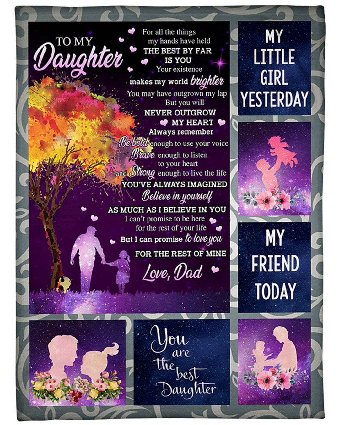 Personalized to My Daughter Blanket Dad and Daughter Custom Fleece Blanket Birthday Gifts From
