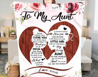 Personalized To My Aunt Fleece Sherpa Blanket Gift for Aunt From Niece Or Nephew, Birthday Gifts for Aunt, Mother's day blanket, Aunt gift