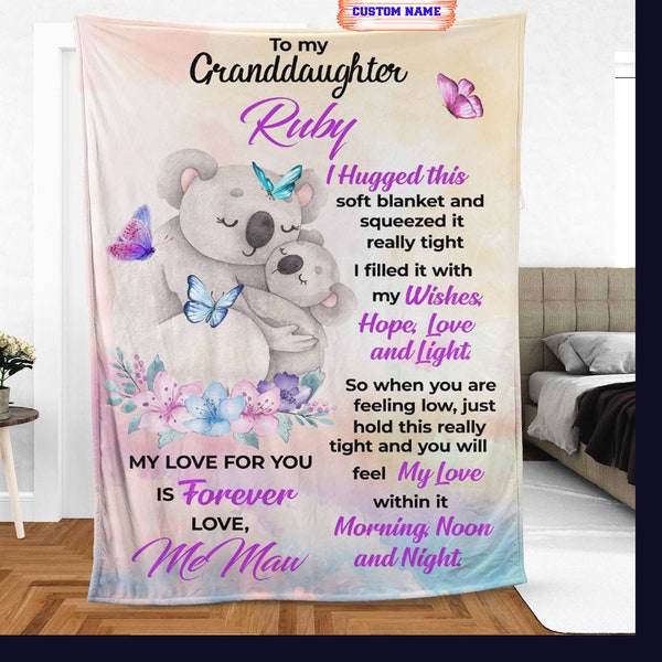 Personalized To My Granddaughter Koala Fleece Sherpa Blanket Birthday Gifts From Grandma For Granddaughter Christmas blanket with name