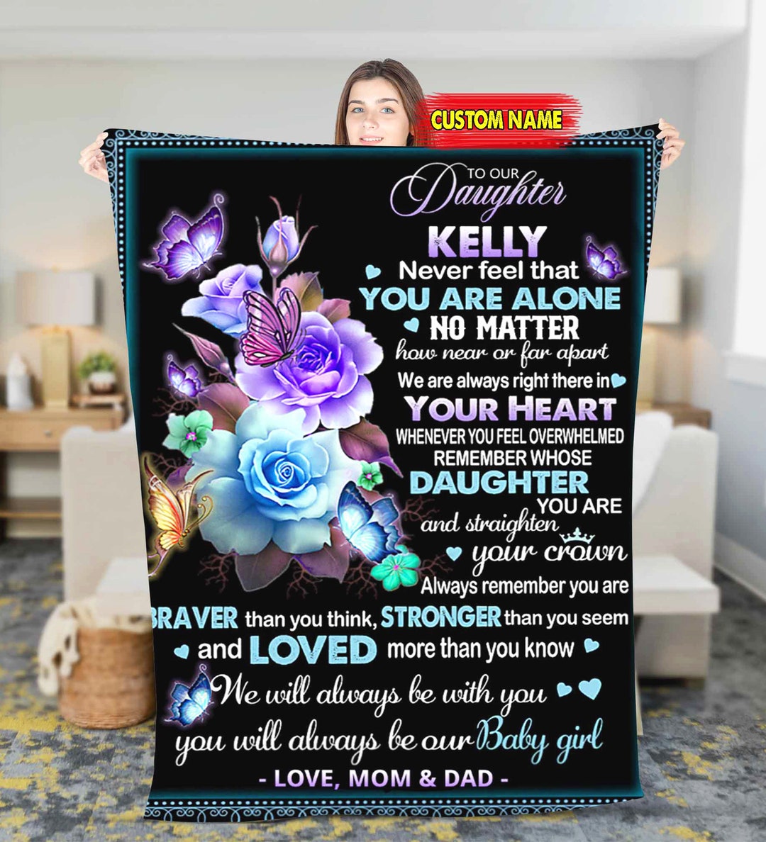 Personalized to My Daughter Fleece Sherpa Blanketbirthday Gift for Daughter Christmas Gift