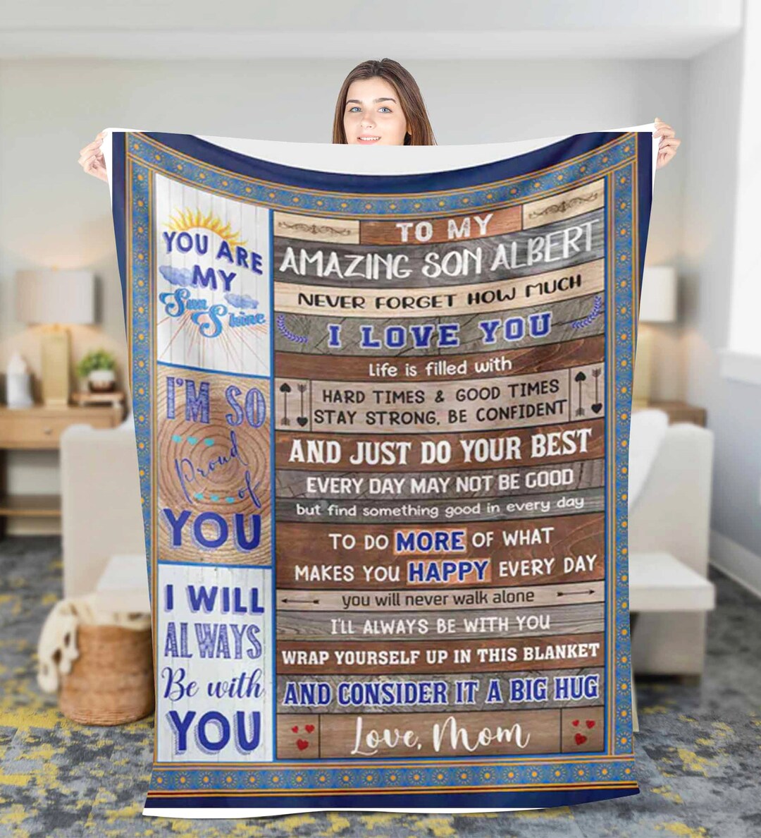 Personalized Name to My Son Blanket Custom Name Fleece Blanket Gift