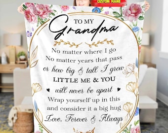 Personalized Grandma Flower Blanket Custom Fleece Sherpa Blanket Birthday Gifts From Granddaughter Grandson For Grandma Christmas blanket