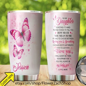 To My Daughter,Sunflower Tumbler,custom name tumbler,20oz skinny tumbler,stainless steel tumbler,to my daughter gift,mother daughter gift