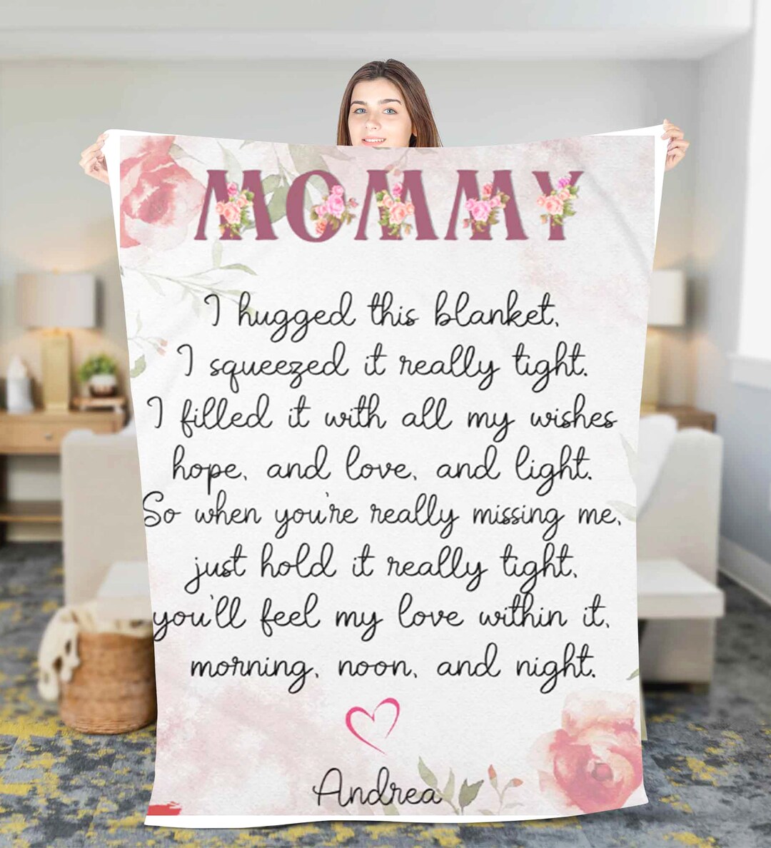 Personalized to Mommy Fleece Sherpa Blanket Mother Birthday Gift Mother