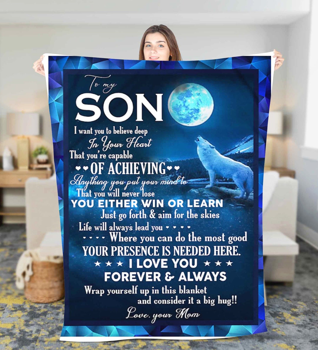 Personalized Name to My Son Blanket Custom Name Fleece Blanket Gift