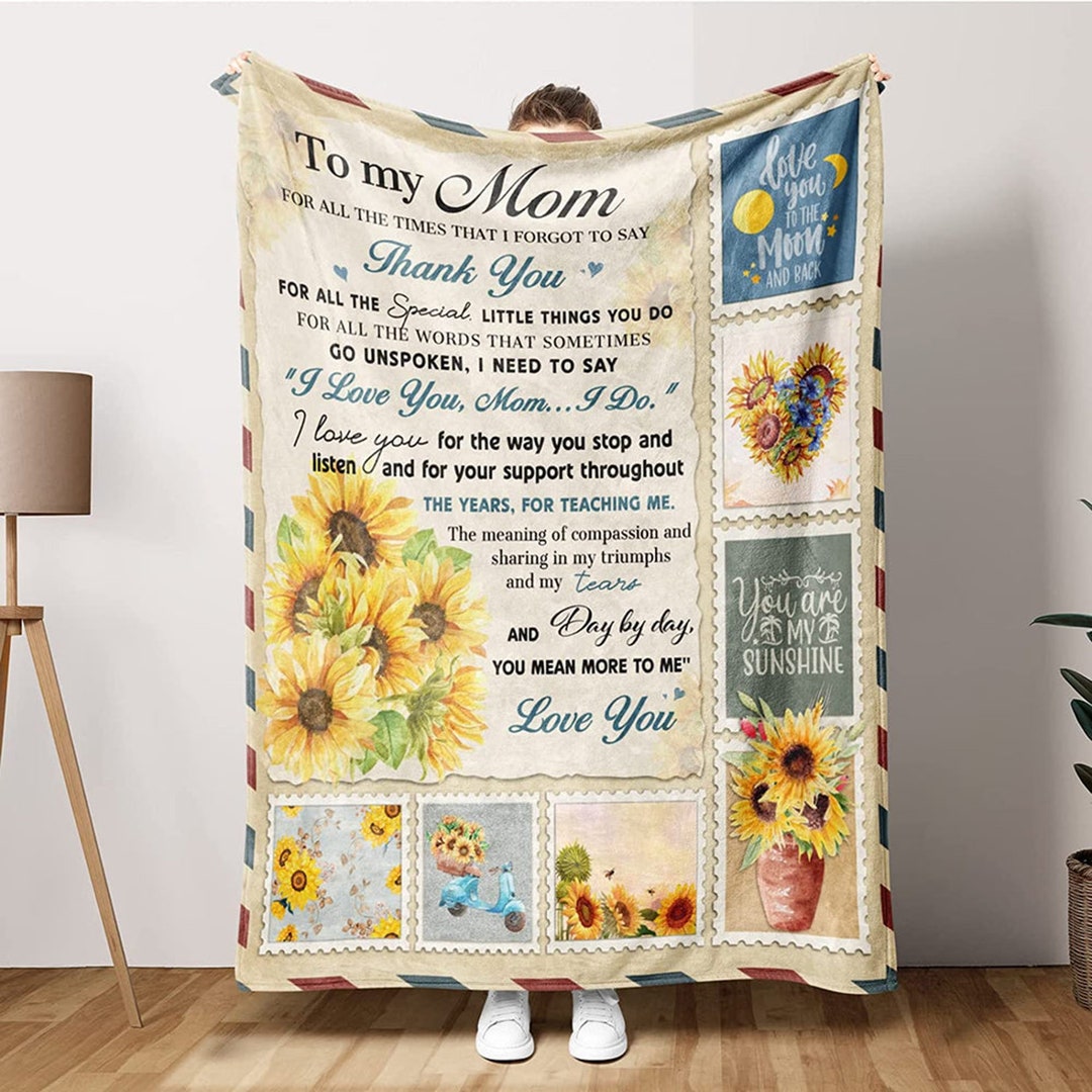 Personalized to My Mom Sunflower Blanket You Are My Sunshine Custom ...