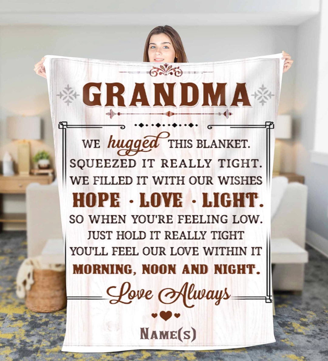 Personalized to Our Grandma Fleece Sherpa Blanket Grandma Birthday Gift