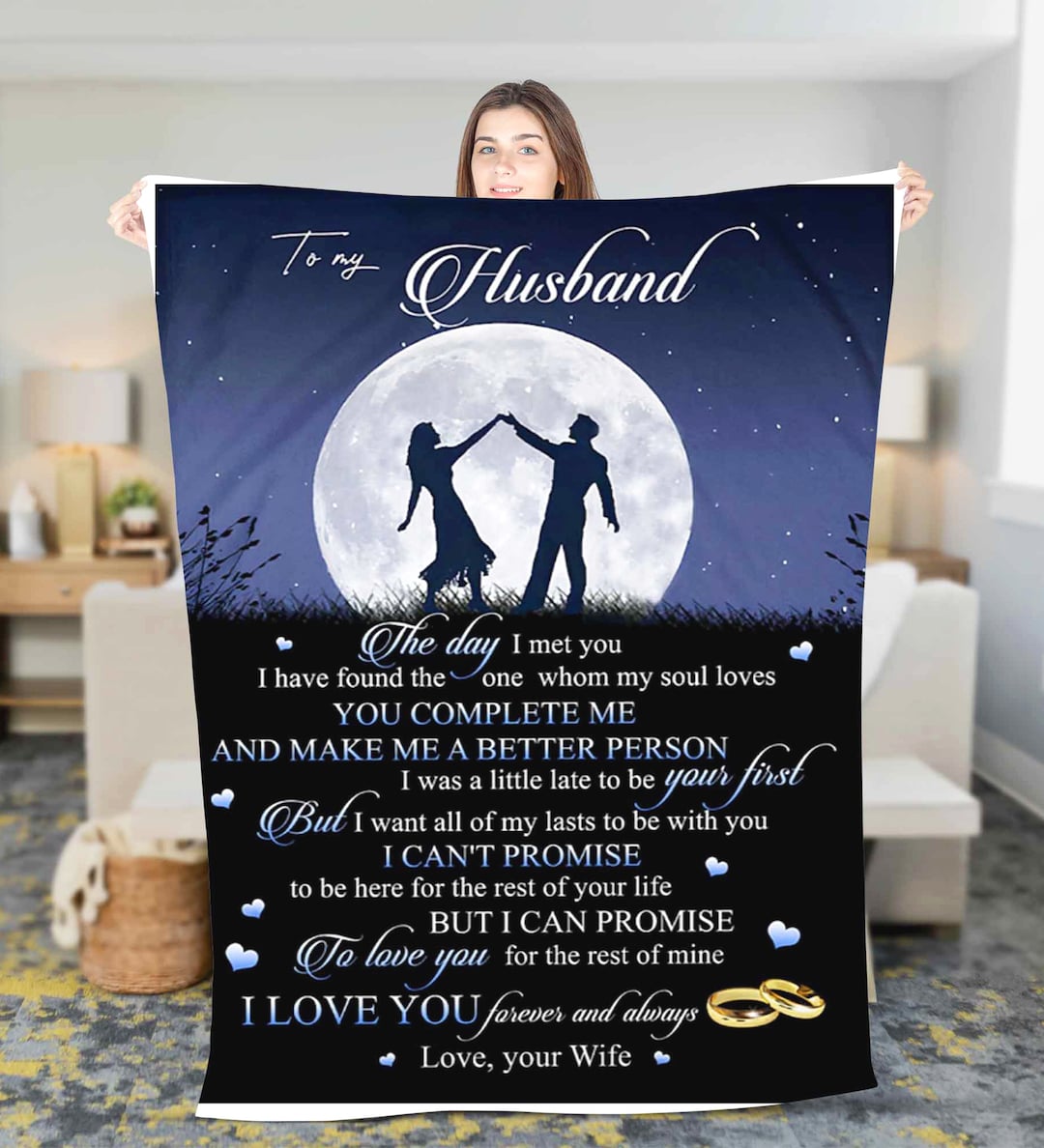 Custom to My Husband Fleece Sherpa Blankets Gift for Husband Birthday