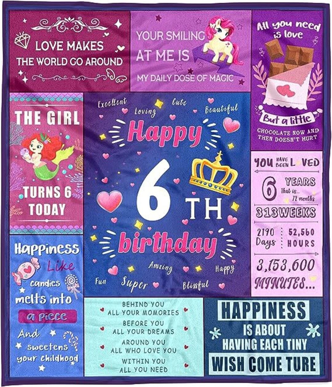 Solzien 6 Year Old Girl Birthday Gift Ideas Blanket 50x40, 6 Year Old  Girl Gifts, Birthday Gifts for 6 Year Old Girls, 6th Birthday Gifts for  Girls