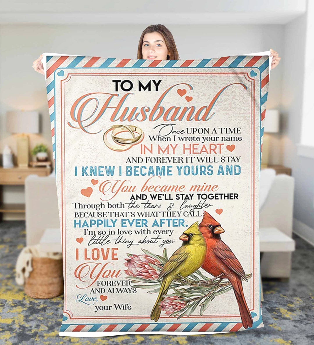 Custom to My Husband Fleece Sherpa Blankets Gift for Husband Birthday