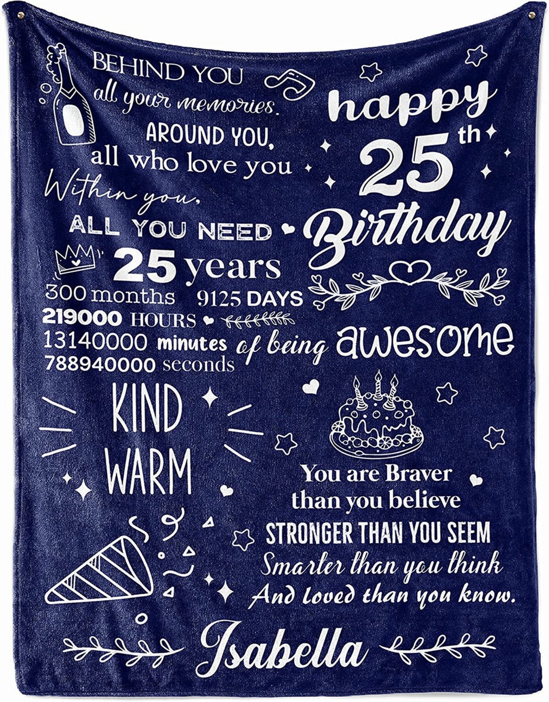Custom 25 Year Old Girl Birthday Gift, Happy 25th Birthday Blanket