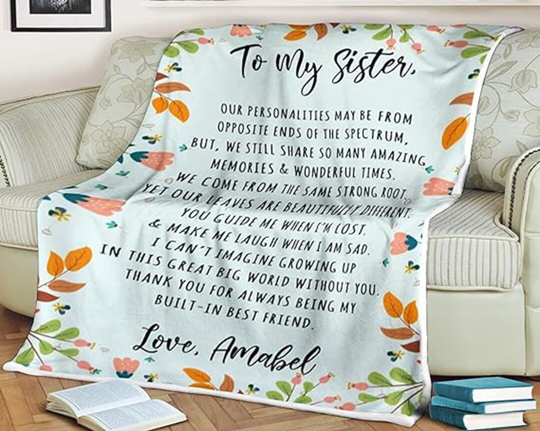 Personalized to My Sister Throw Blanket Thank You for Being My Built in ...