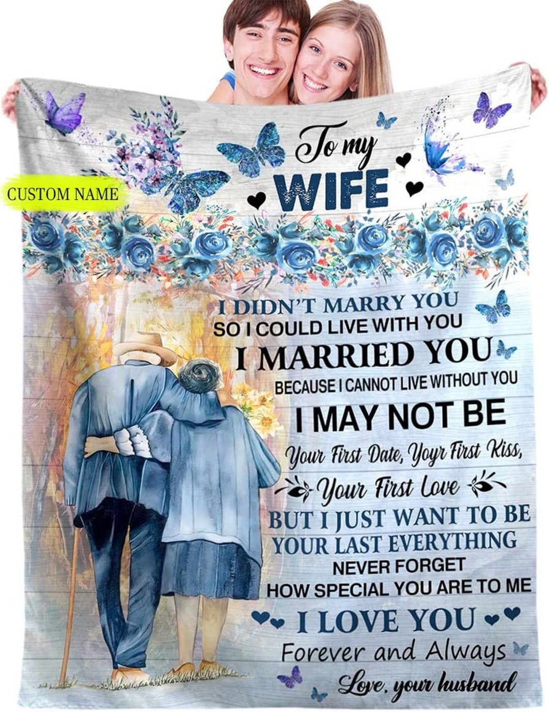 Custom to My Wife Fleece Sherpa Blankets Gifts for Wife, Birthday Gifts