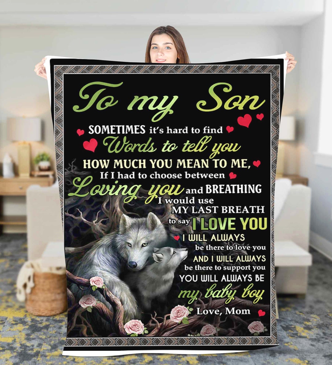 Personalized Name to My Son Blanket Custom Name Fleece Blanket Gift