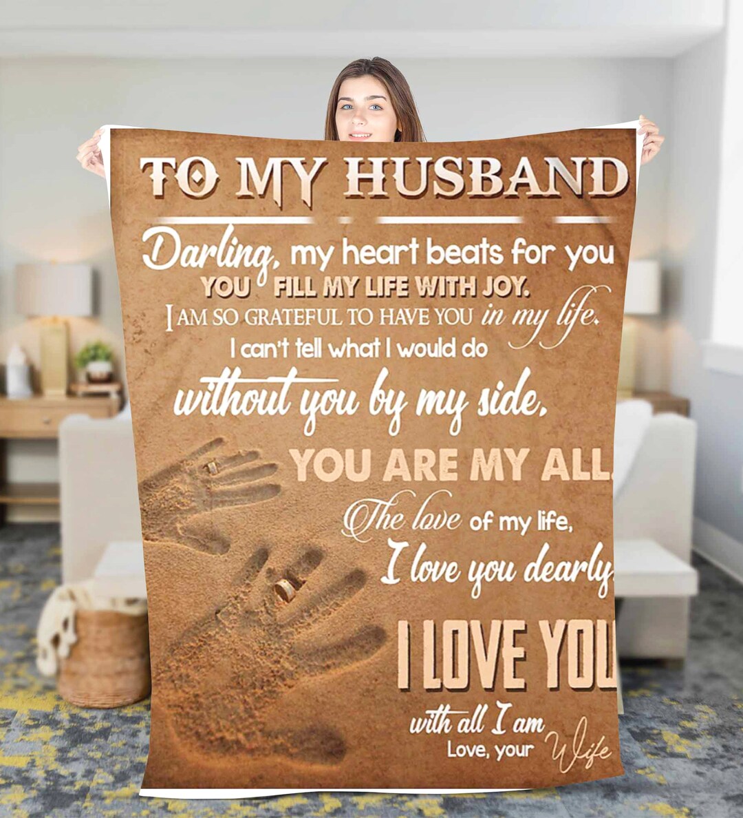 Personalized to My Husband Fleece Sherpa Blanket Birthday Gift Father's