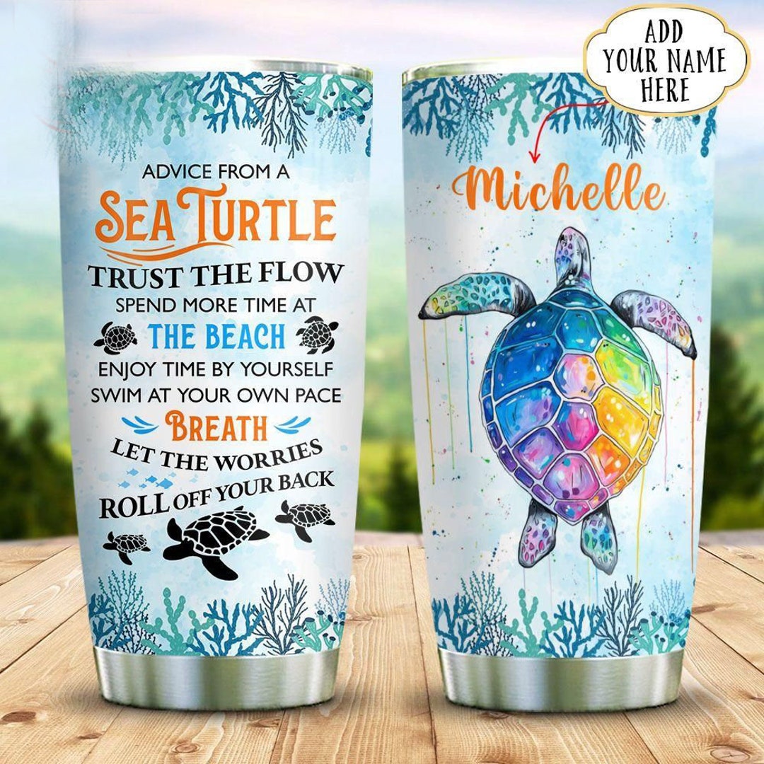 Personalized Beach Turtle Tumbler Sea Turtle Tumblerbeach Etsy
