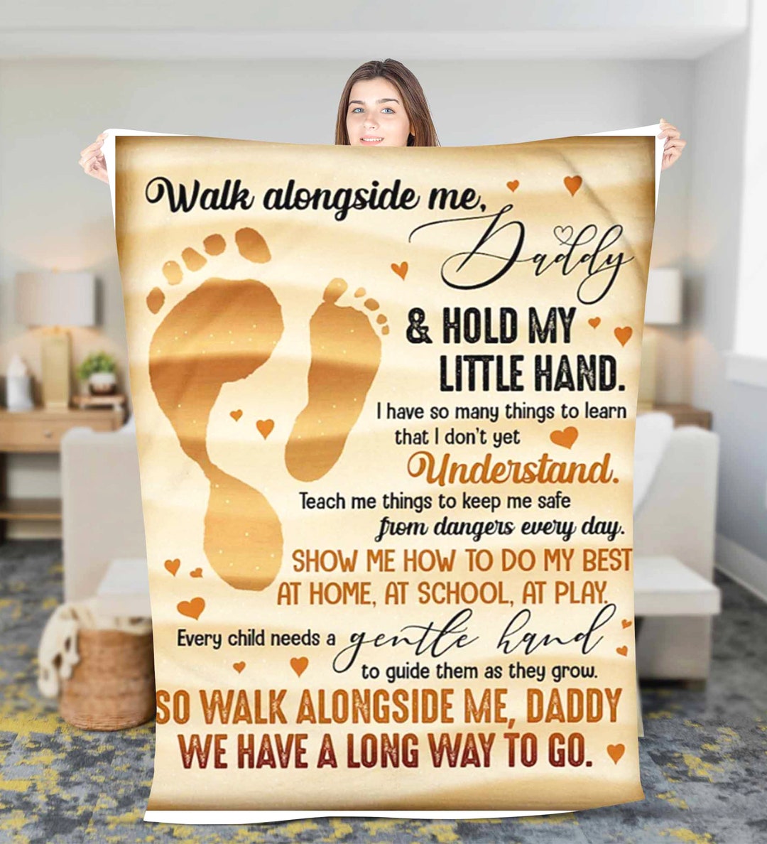 Personalized To My Dad Blanket From Son Little Boy Thank You For The Love Support I Love You Dad Father's Day Birthday Christmas Customized Fleece Blanket