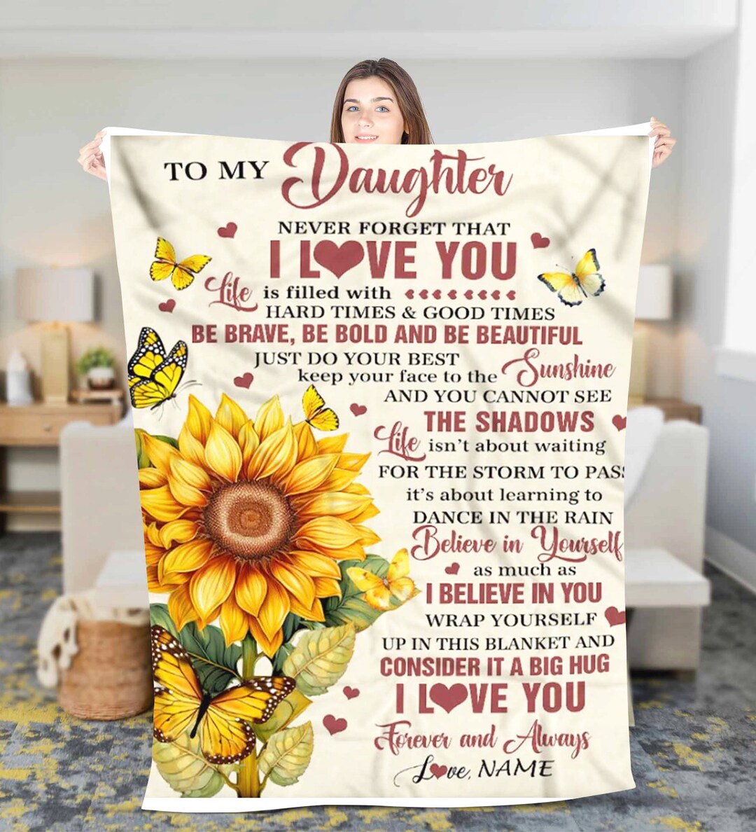 Personalized to My Daughter Fleece Sherpa Blanketbirthday Gift for Daughter Christmas Gift