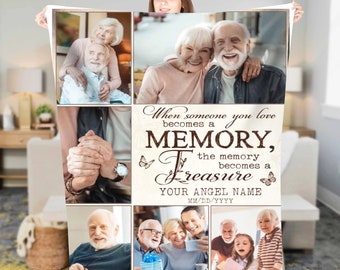 Personalized photos Memorial Blanket Sympathy Remembrance Blanket Gift Fleece Sherpa Blanket, blanket with photos, sympathy photo blanket