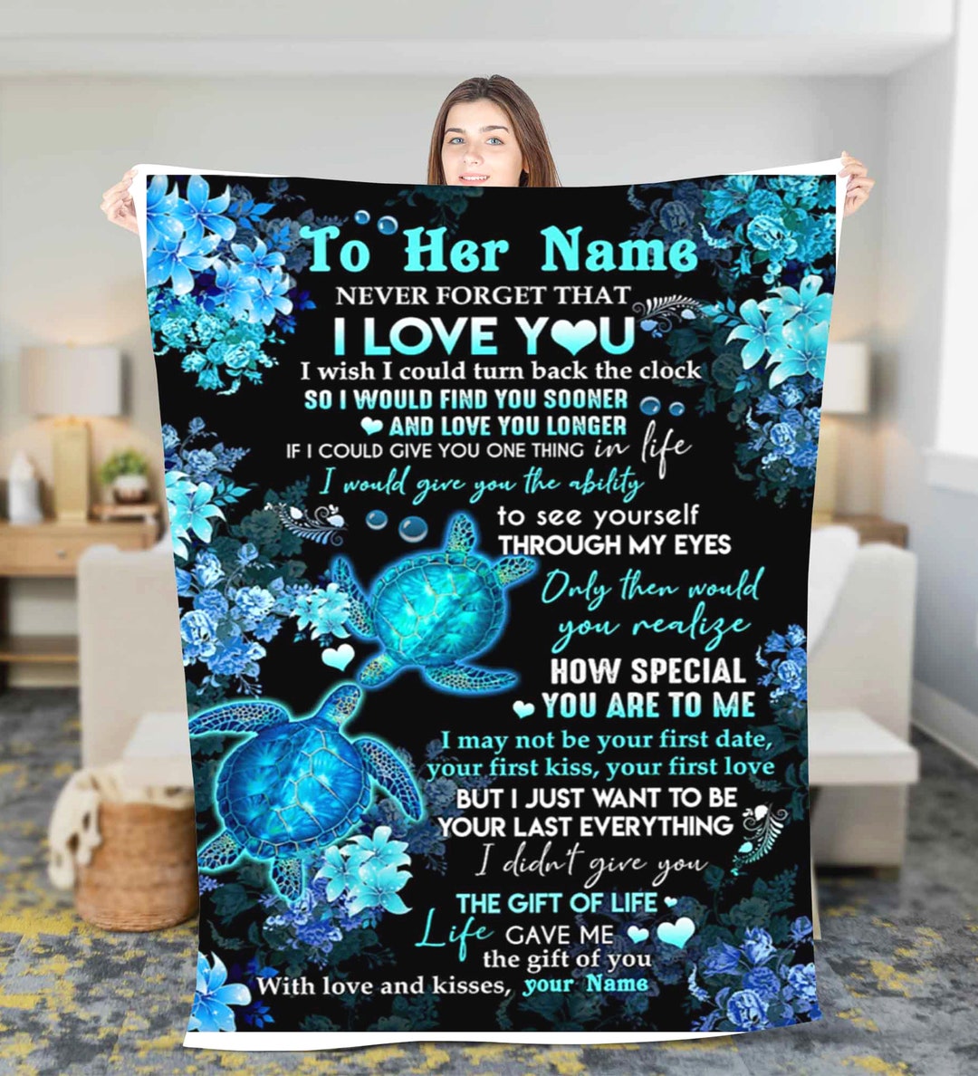 Custom to My Wife Fleece Sherpa Blankets Gifts for Wife, Birthday Gifts