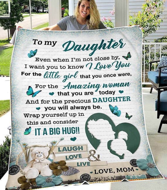 I Love You Mom Gift Blanket Birthday Gifts for Women Unique Mom Gifts from Daughter Cozy Plush Warm Blankets 50 inchx40 inch, Size: 50 x 40, Other