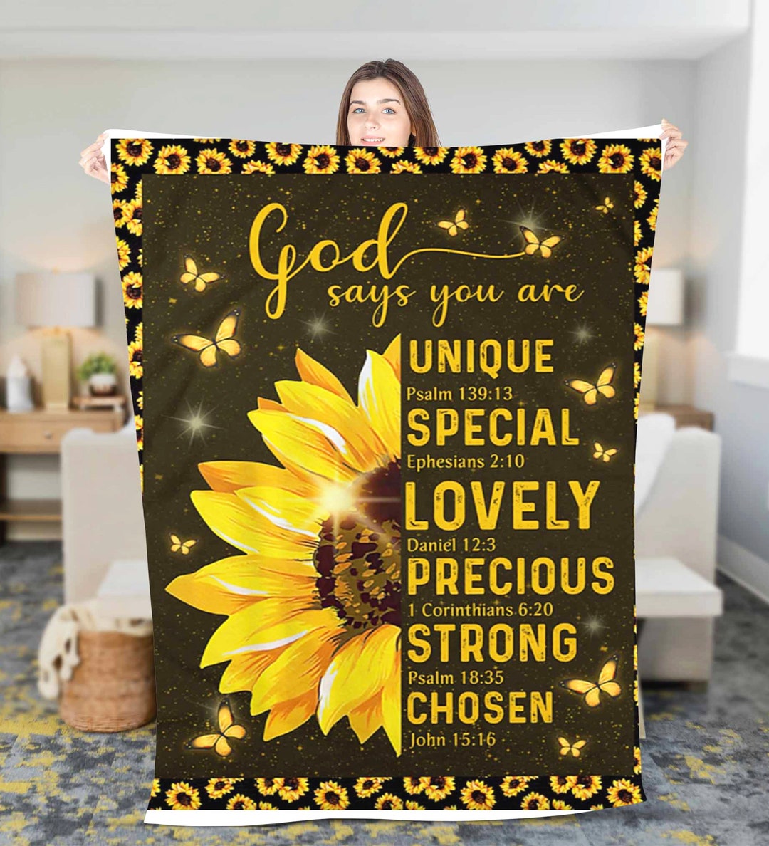 Christian Blanket God Says You Are Sunflower Fleece Blanket Prayers